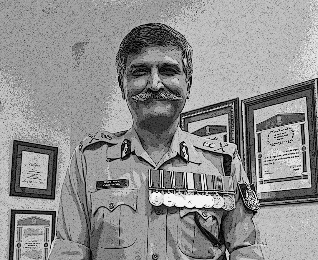 A decorated officer in uniform, photographed in black and white